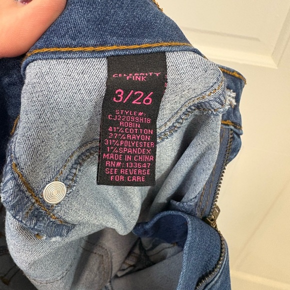 Celebrity Pink Women’s Blue Jeans Mid Rise Ankle Skinny Stretch Whiskered 3/26 - Picture 8 of 13